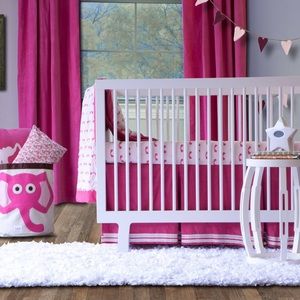 Kate Quinn Pink Carnation Nursery Crib Skirt